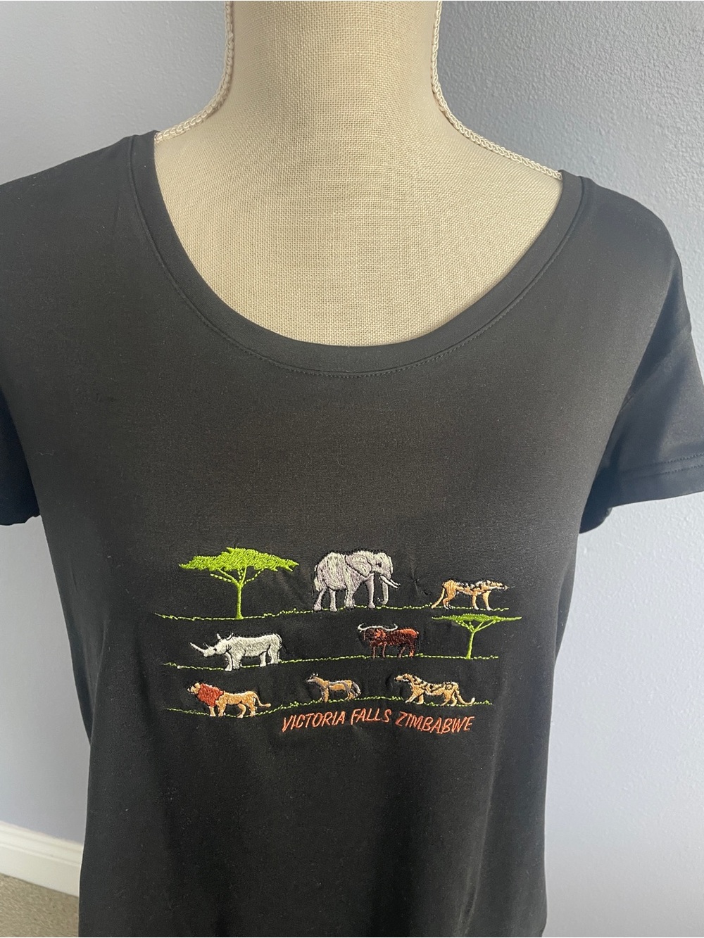 Victoria Falls Zimbabwe Embroidered Safari Tee Shirt